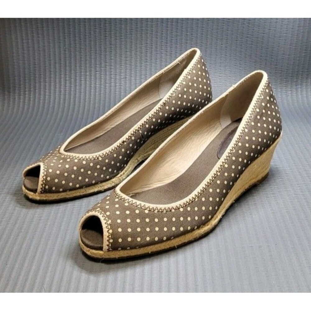 Banana Republic Espadrilles Brown With Cream Polka Dots Size 8